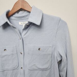 Workshop Republic Womens Button up‎ Viscose Blend Blue Shirt Top Size XS
